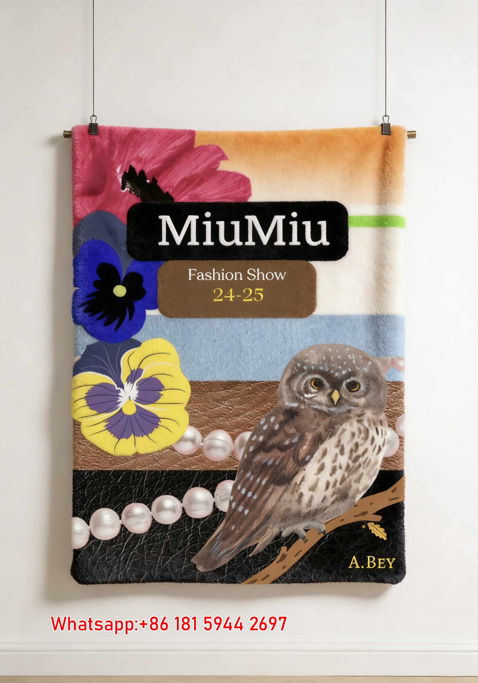 MiuMiu Owl & Floral Print Flannel Throw Blanket for Sofa – Luxury Multi-Color IMG_0510
